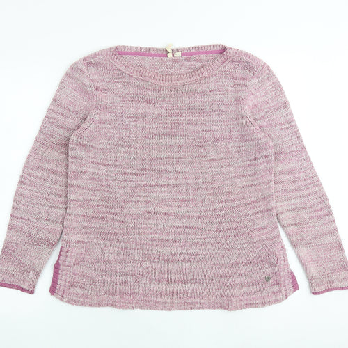White Stuff Womens Pink Boat Neck Cotton Pullover Jumper Size 12