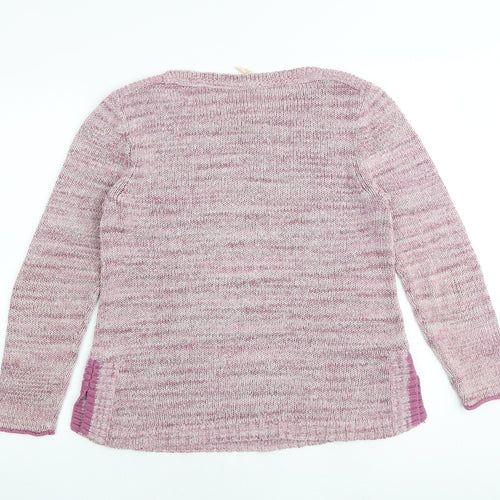 White Stuff Womens Pink Boat Neck Cotton Pullover Jumper Size 12