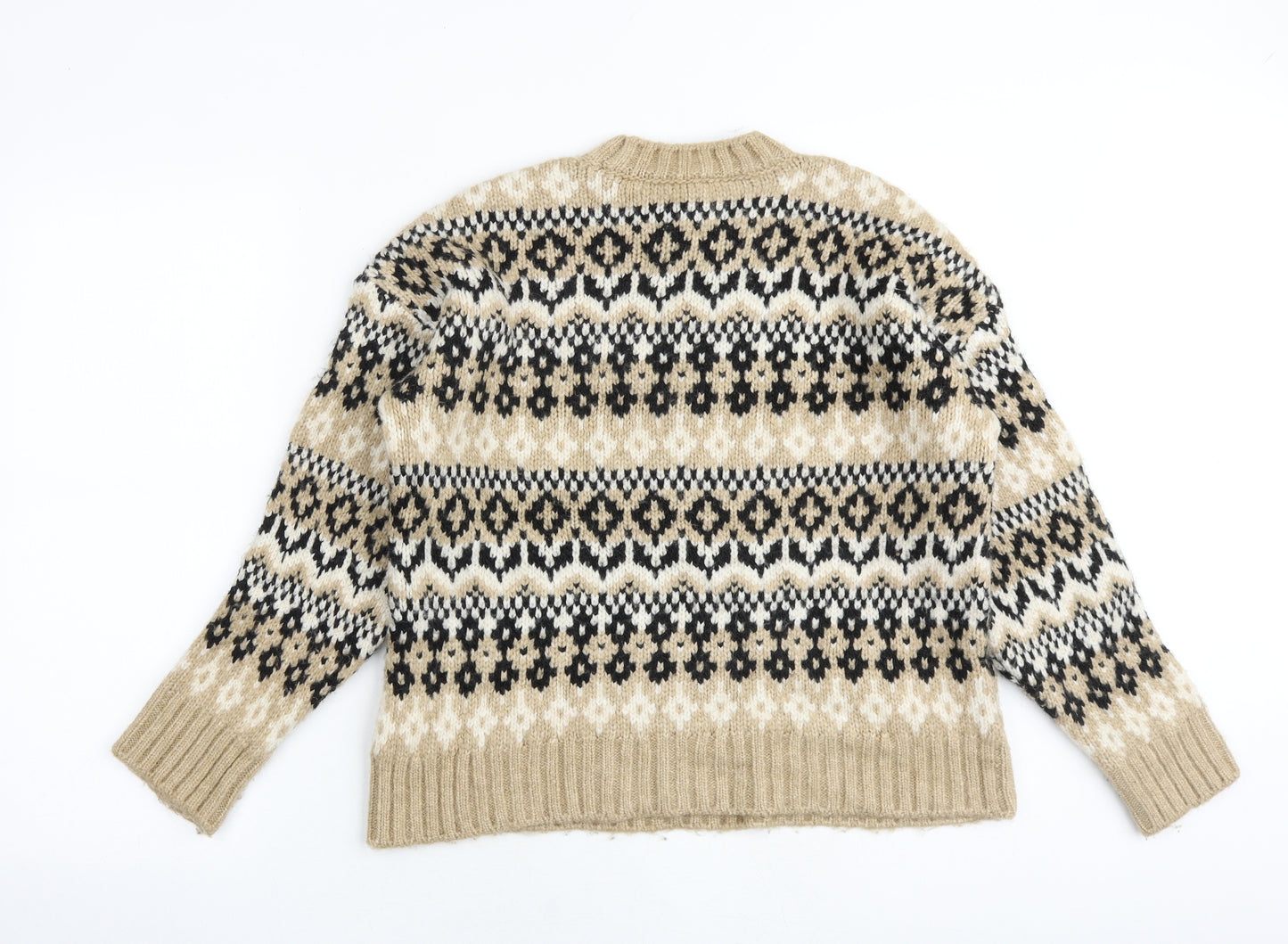 Marks and Spencer Womens Multicoloured Round Neck Geometric Acrylic Pullover Jumper Size S