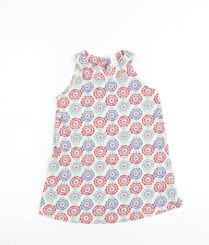 Mini Club Girls Multicoloured Geometric 100% Cotton Shift Size 5-6 Years Boat Neck Button