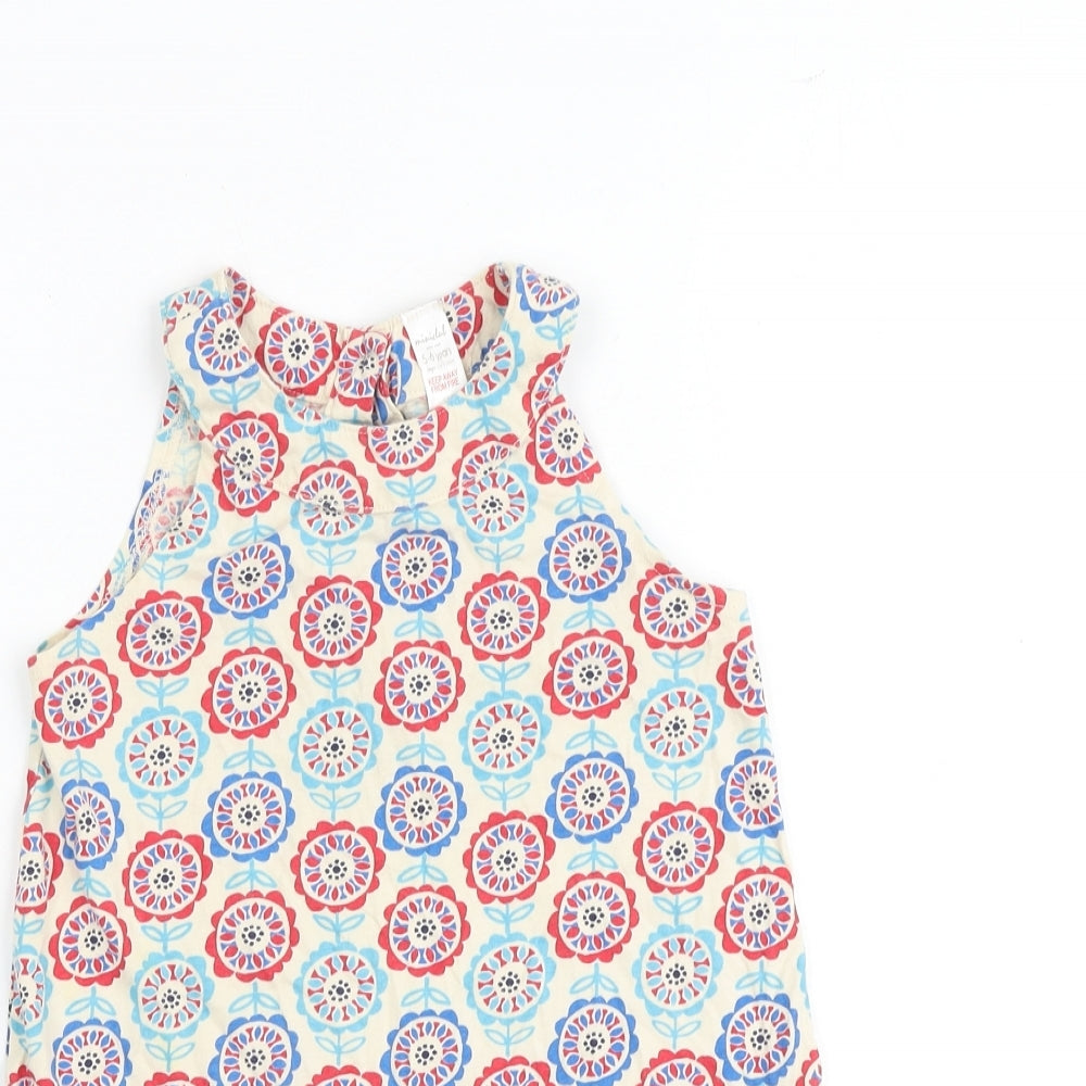 Mini Club Girls Multicoloured Geometric 100% Cotton Shift Size 5-6 Years Boat Neck Button