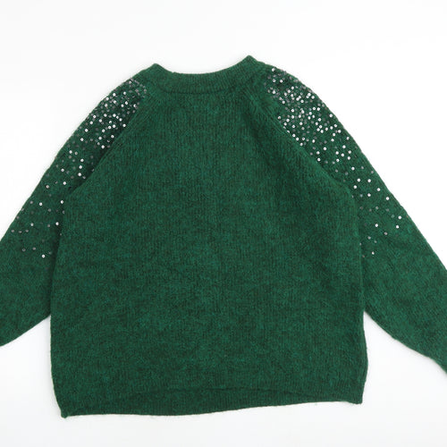 Marks and Spencer Womens Green Round Neck Acrylic Pullover Jumper Size L
