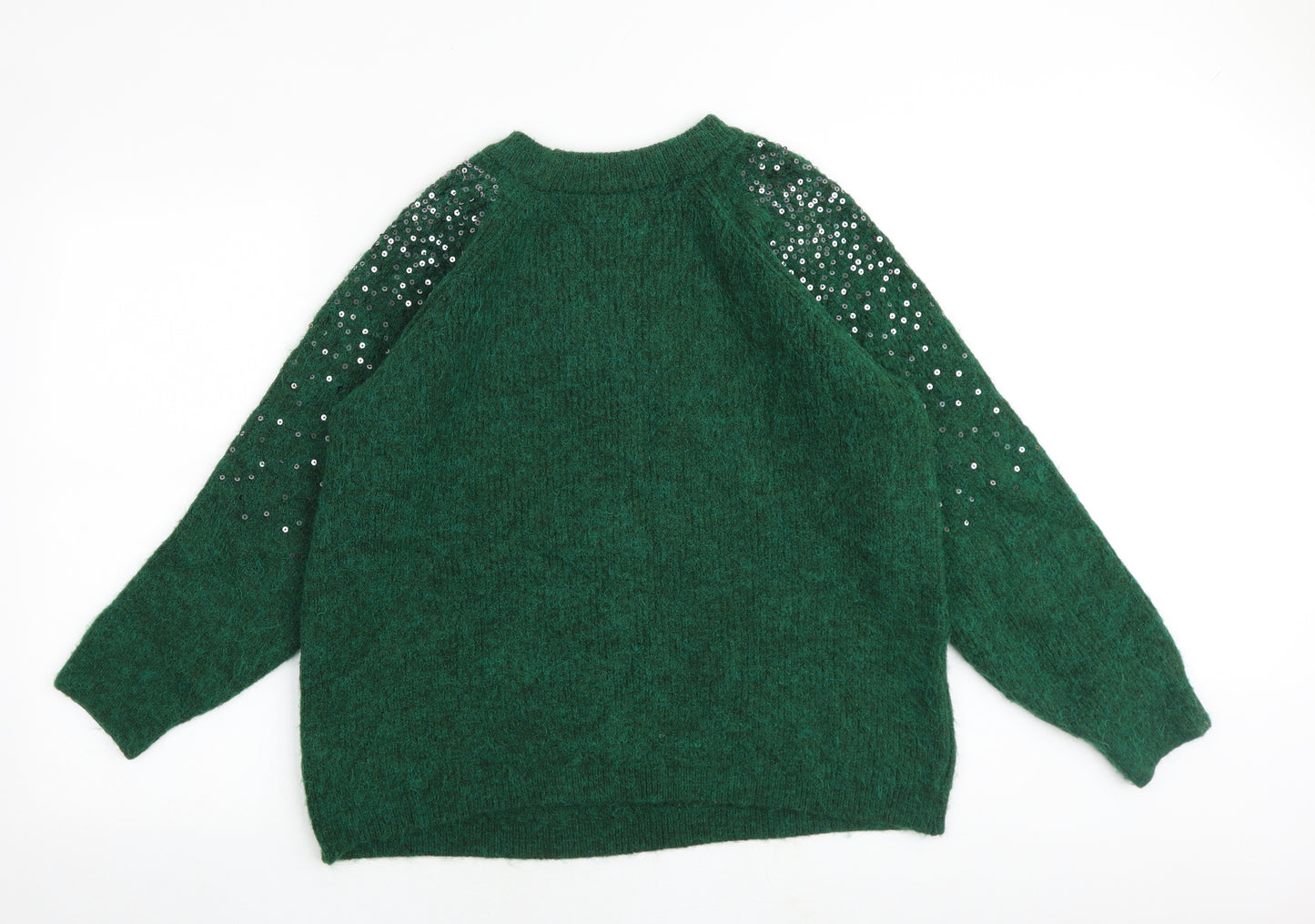 Marks and Spencer Womens Green Round Neck Acrylic Pullover Jumper Size L