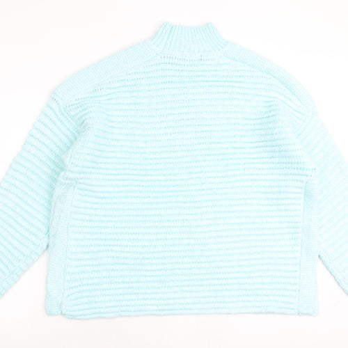 Marks and Spencer Womens Blue High Neck Polyester Pullover Jumper Size XL