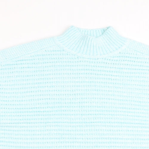 Marks and Spencer Womens Blue High Neck Polyester Pullover Jumper Size XL