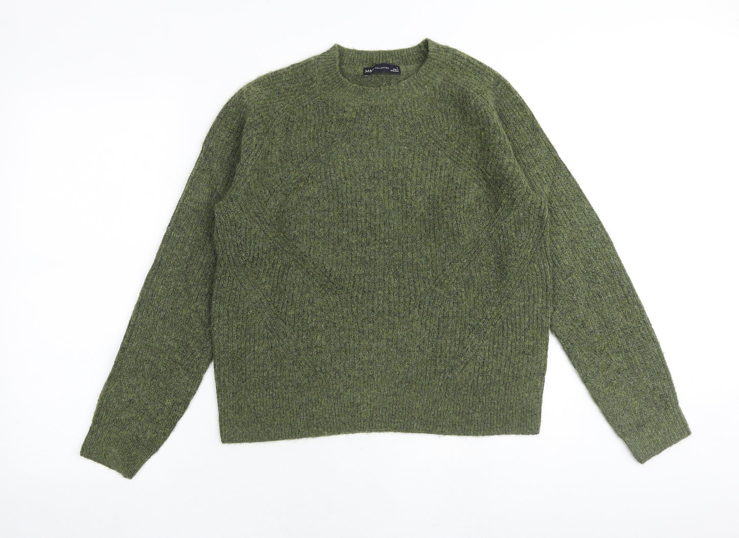 Marks and Spencer Womens Green Round Neck Acrylic Pullover Jumper Size S