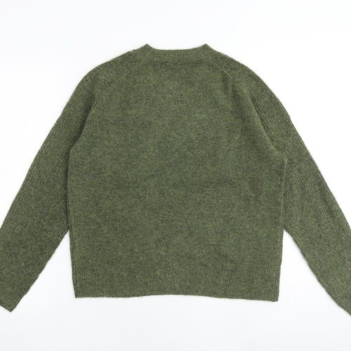 Marks and Spencer Womens Green Round Neck Acrylic Pullover Jumper Size S