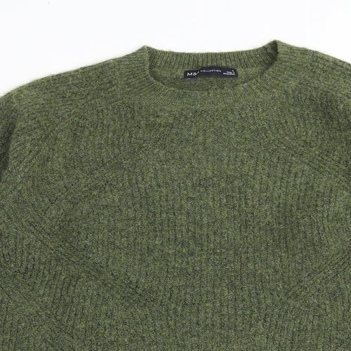 Marks and Spencer Womens Green Round Neck Acrylic Pullover Jumper Size S