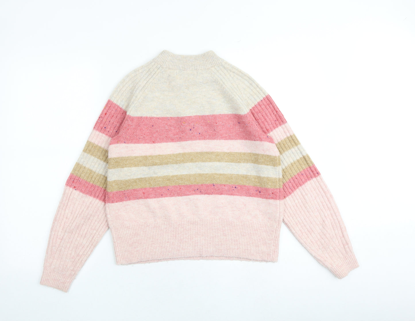 Marks and Spencer Womens Multicoloured Mock Neck Striped Acrylic Pullover Jumper Size XS