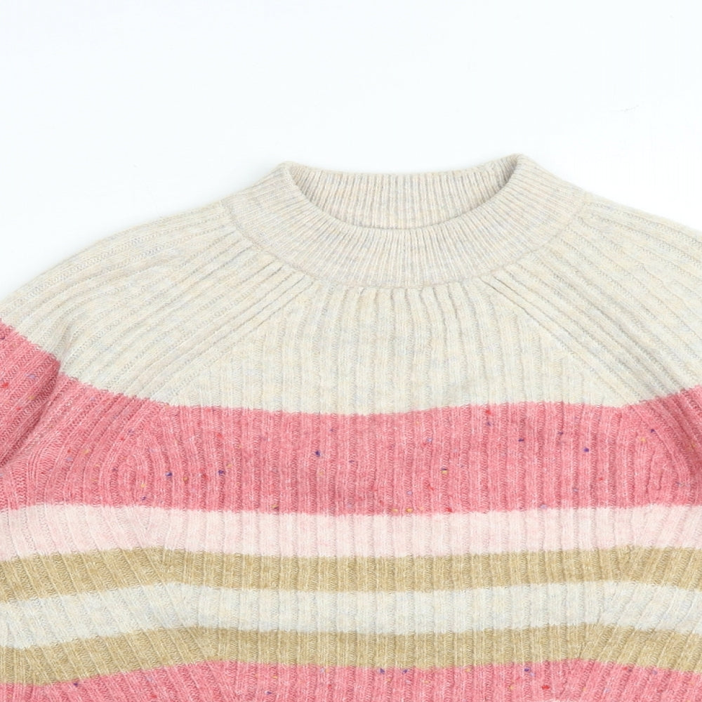 Marks and Spencer Womens Multicoloured Mock Neck Striped Acrylic Pullover Jumper Size XS