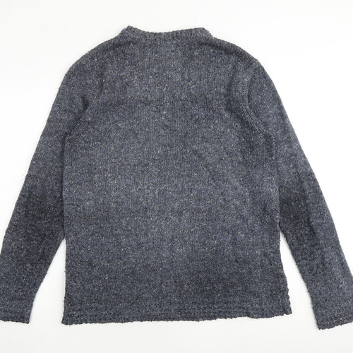 North Coast Mens Blue Round Neck Wool Pullover Jumper Size L Long Sleeve