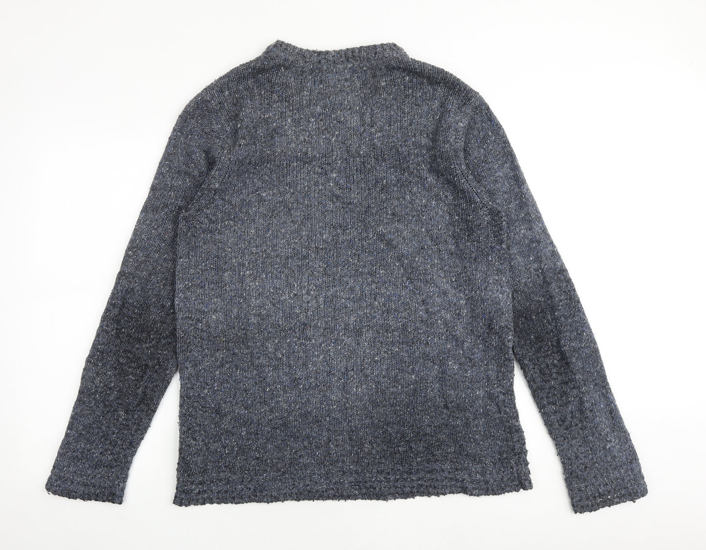 North Coast Mens Blue Round Neck Wool Pullover Jumper Size L Long Sleeve