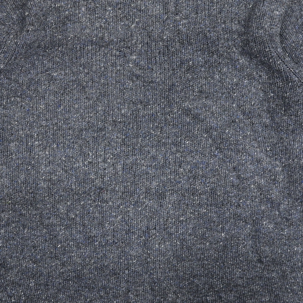 North Coast Mens Blue Round Neck Wool Pullover Jumper Size L Long Sleeve