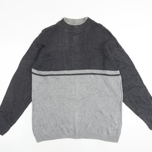 Canada Mens Grey Mock Neck Cotton Pullover Jumper Size M Long Sleeve