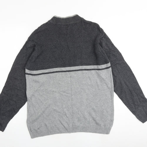 Canada Mens Grey Mock Neck Cotton Pullover Jumper Size M Long Sleeve