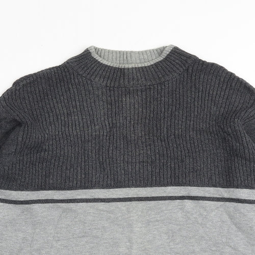 Canada Mens Grey Mock Neck Cotton Pullover Jumper Size M Long Sleeve