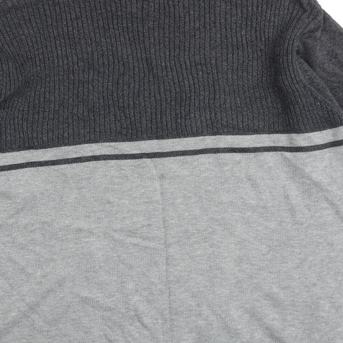 Canada Mens Grey Mock Neck Cotton Pullover Jumper Size M Long Sleeve