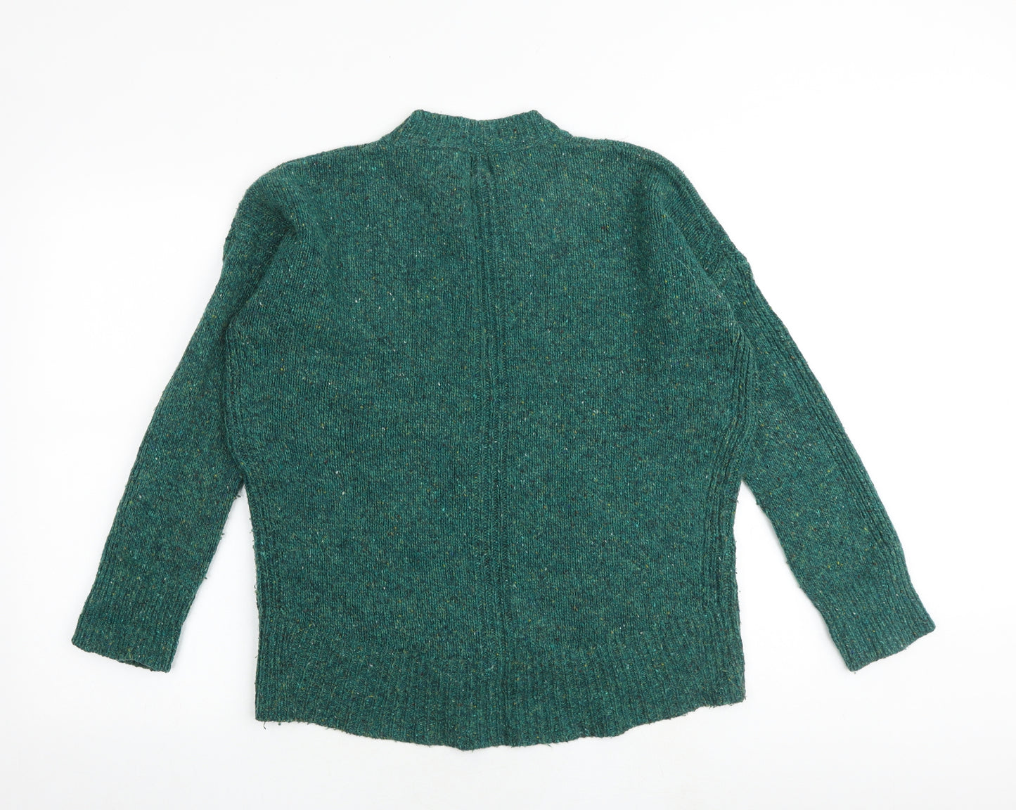 John Lewis Womens Green Mock Neck Wool Pullover Jumper Size 10