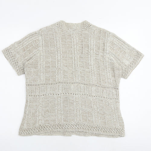 M&Co Womens Beige V-Neck Cotton Cardigan Jumper Size L