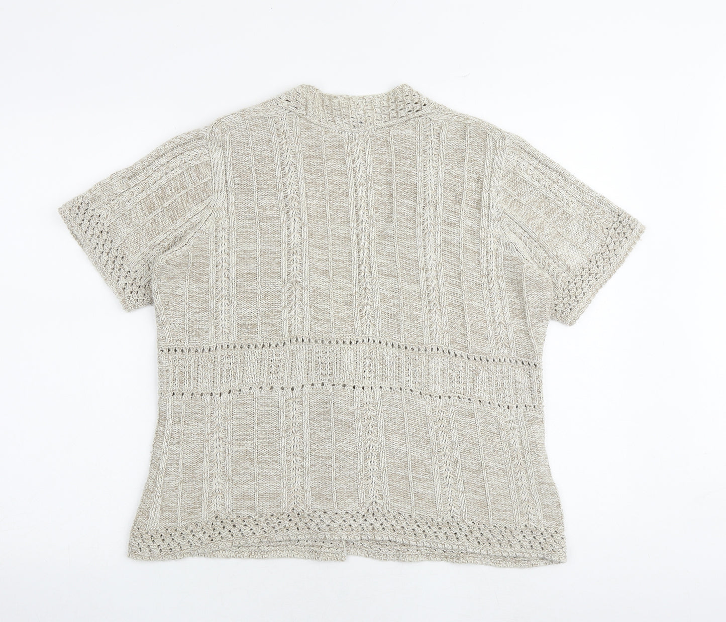 M&Co Womens Beige V-Neck Cotton Cardigan Jumper Size L