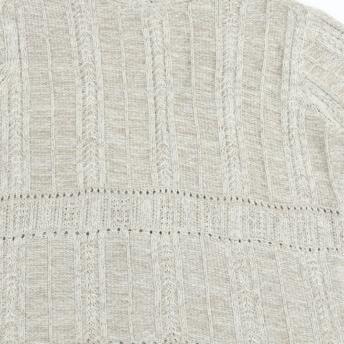 M&Co Womens Beige V-Neck Cotton Cardigan Jumper Size L
