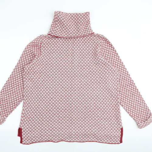 Fat Face Womens Red Roll Neck Geometric Cotton Pullover Jumper Size 14