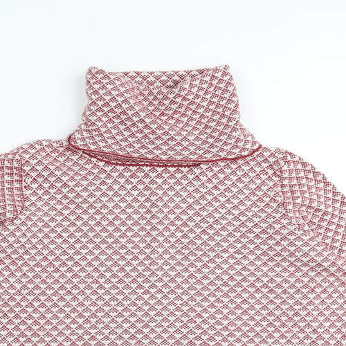 Fat Face Womens Red Roll Neck Geometric Cotton Pullover Jumper Size 14