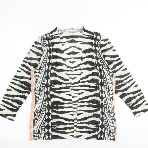 Marks and Spencer Womens Multicoloured V-Neck Animal Print Acrylic Cardigan Jumper Size 8 - Zebra Print