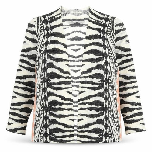 Marks and Spencer Womens Multicoloured V-Neck Animal Print Acrylic Cardigan Jumper Size 8 - Zebra Print