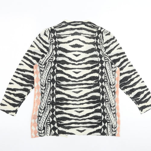 Marks and Spencer Womens Multicoloured V-Neck Animal Print Acrylic Cardigan Jumper Size 8 - Zebra Print