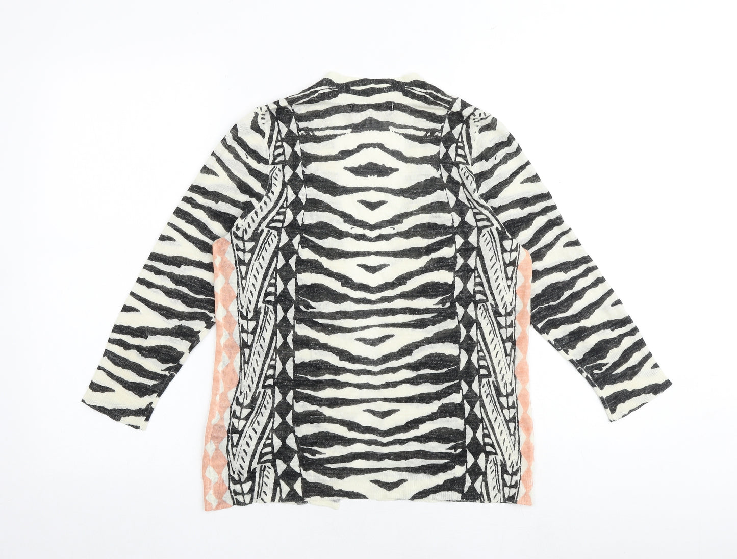 Marks and Spencer Womens Multicoloured V-Neck Animal Print Acrylic Cardigan Jumper Size 8 - Zebra Print