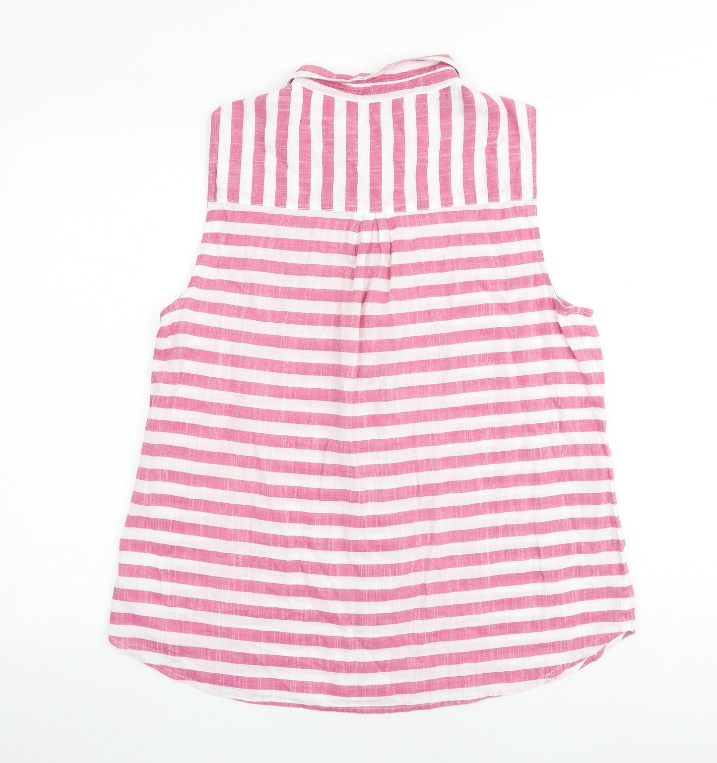 M&Co Womens Pink Striped 100% Cotton Basic Tank Size 16 Collared