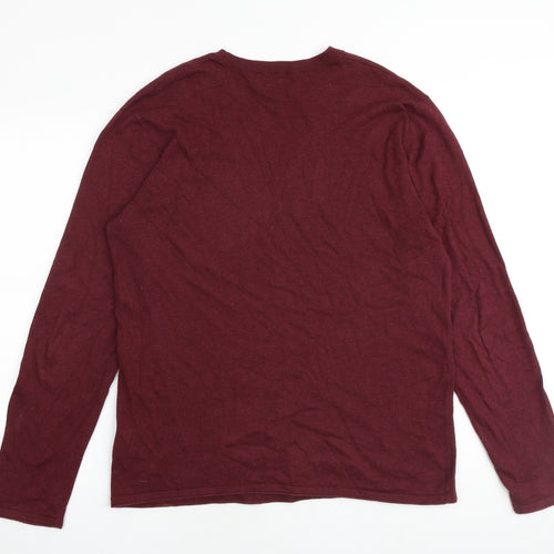 Lee Mens Red Round Neck Cotton Pullover Jumper Size L Long Sleeve