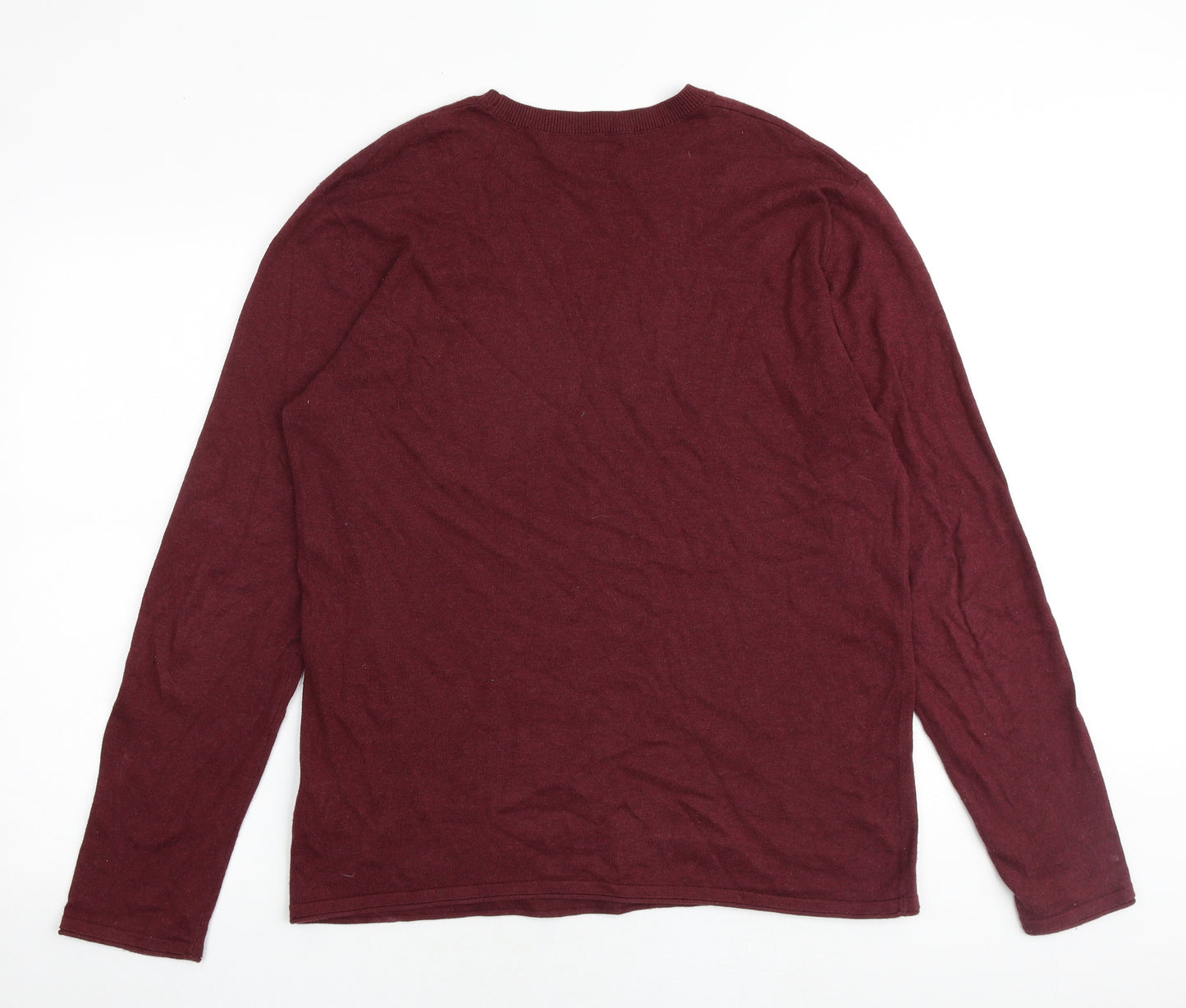 Lee Mens Red Round Neck Cotton Pullover Jumper Size L Long Sleeve