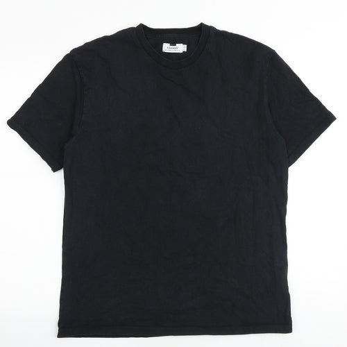 Topman Mens Black Cotton T-Shirt Size S Round Neck