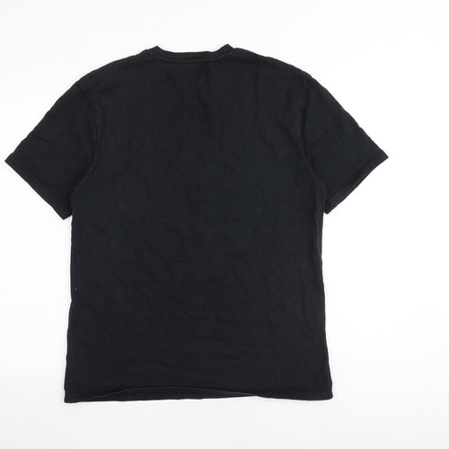 Topman Mens Black Cotton T-Shirt Size S Round Neck