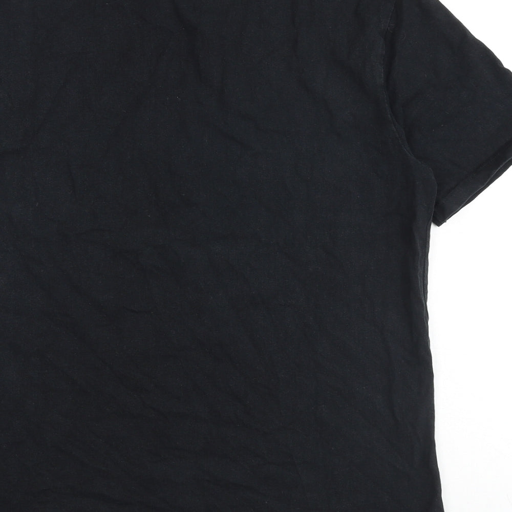 Topman Mens Black Cotton T-Shirt Size S Round Neck