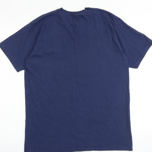 Leeds United Boys Blue 100% Cotton Basic T-Shirt Size 14-15 Years Crew Neck Pullover