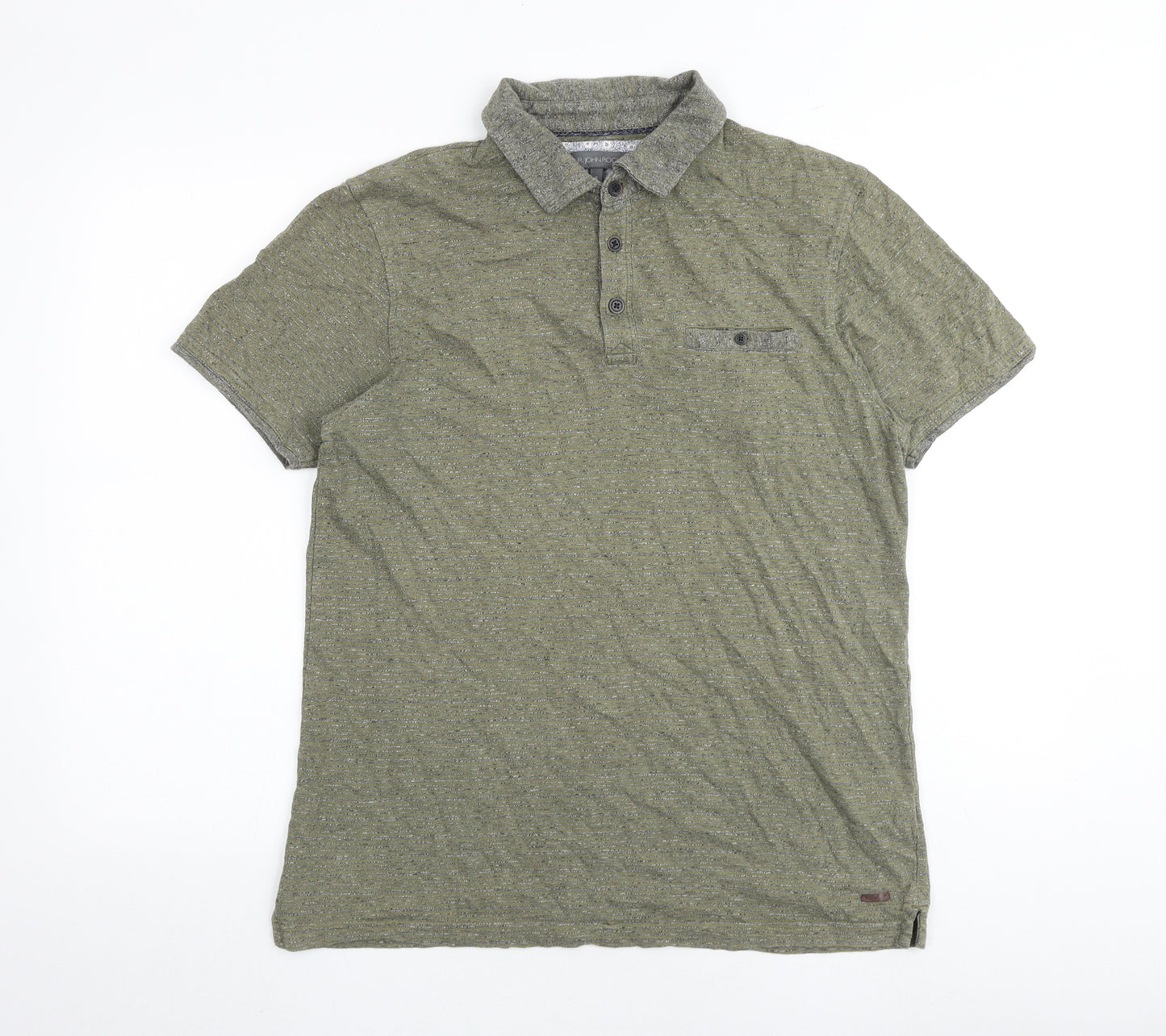 RJR.John Rocha Mens Green 100% Cotton Polo Size L Collared Button