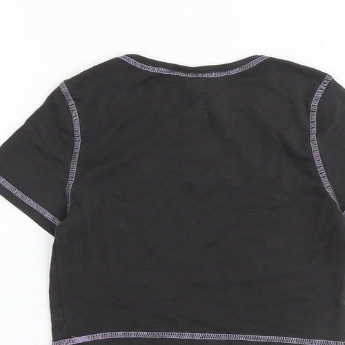 H&M Womens Grey 100% Cotton Cropped T-Shirt Size XS Round Neck - The Lazy Daze