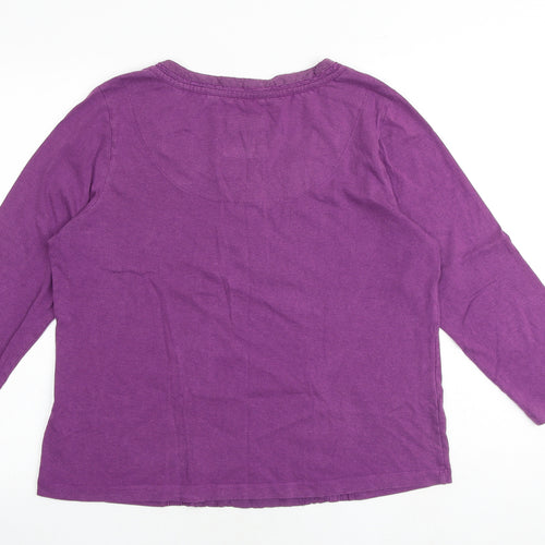 Mistral Womens Purple 100% Cotton Basic Blouse Size 14 Round Neck