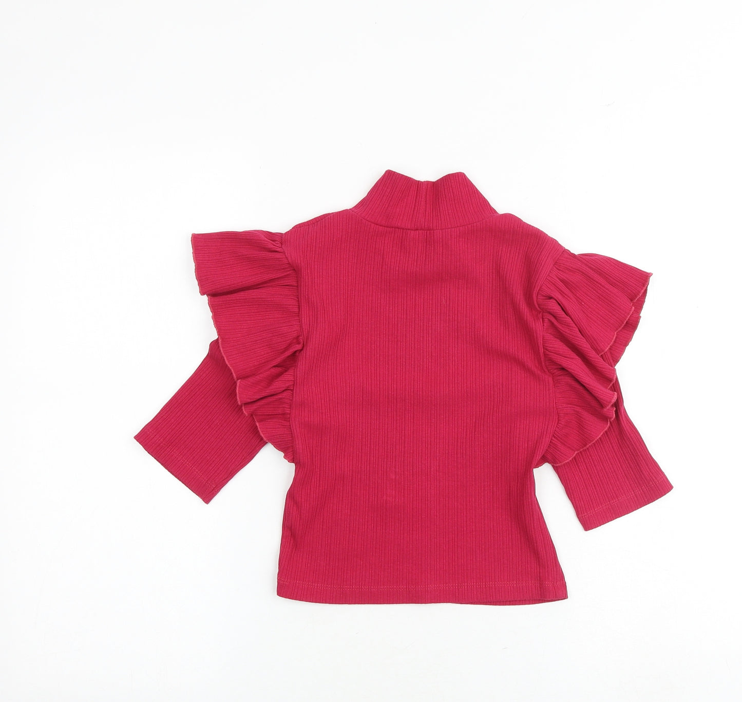 Zara Womens Pink Cotton Cropped Blouse Size S Mock Neck
