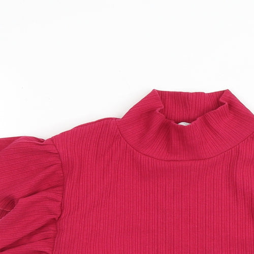 Zara Womens Pink Cotton Cropped Blouse Size S Mock Neck