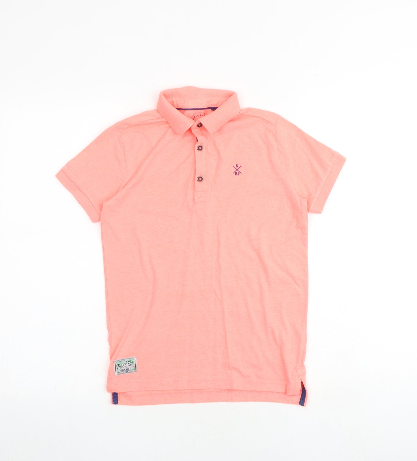 NEXT Boys Pink Polyester Basic Polo Size 9 Years Collared Button