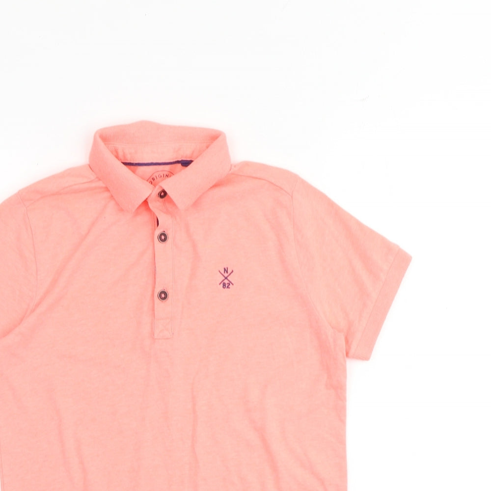 NEXT Boys Pink Polyester Basic Polo Size 9 Years Collared Button