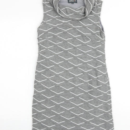 Apricot Womens Grey Geometric Polyester A-Line Size S Cowl Neck Pullover