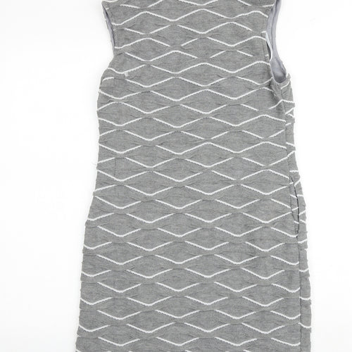 Apricot Womens Grey Geometric Polyester A-Line Size S Cowl Neck Pullover