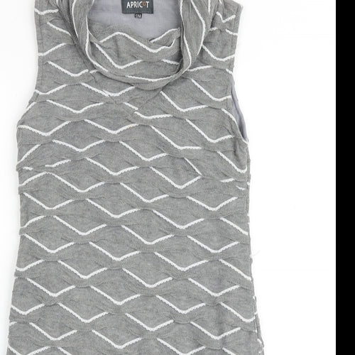 Apricot Womens Grey Geometric Polyester A-Line Size S Cowl Neck Pullover