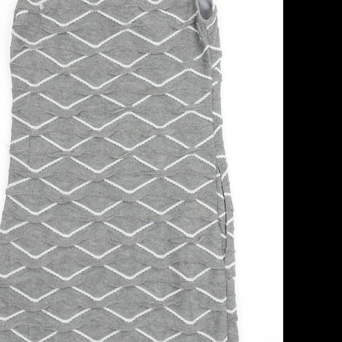 Apricot Womens Grey Geometric Polyester A-Line Size S Cowl Neck Pullover