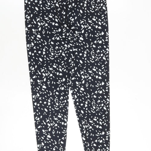 Miss Selfridge Womens Black Geometric Polyester Carrot Leggings Size S